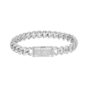 Moissanite Emerald Cut Prong Cuban Link Bracelet