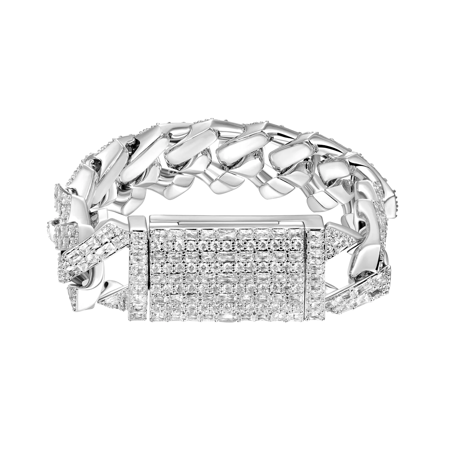 Moissanite Emerald Cut Prong Cuban Link Bracelet