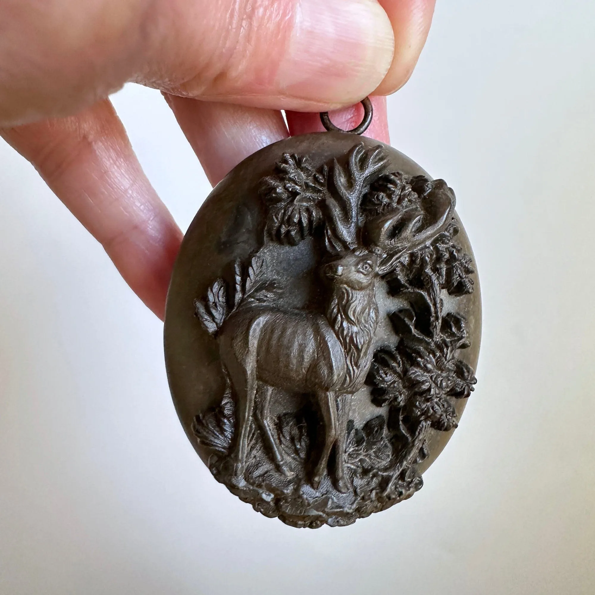 Monarch of the Glen Stag Victorian Gutta Percha Locket