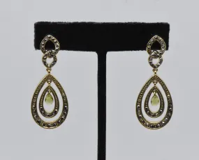 Monet - Vintage Gold Tone Faux Peridot Earrings