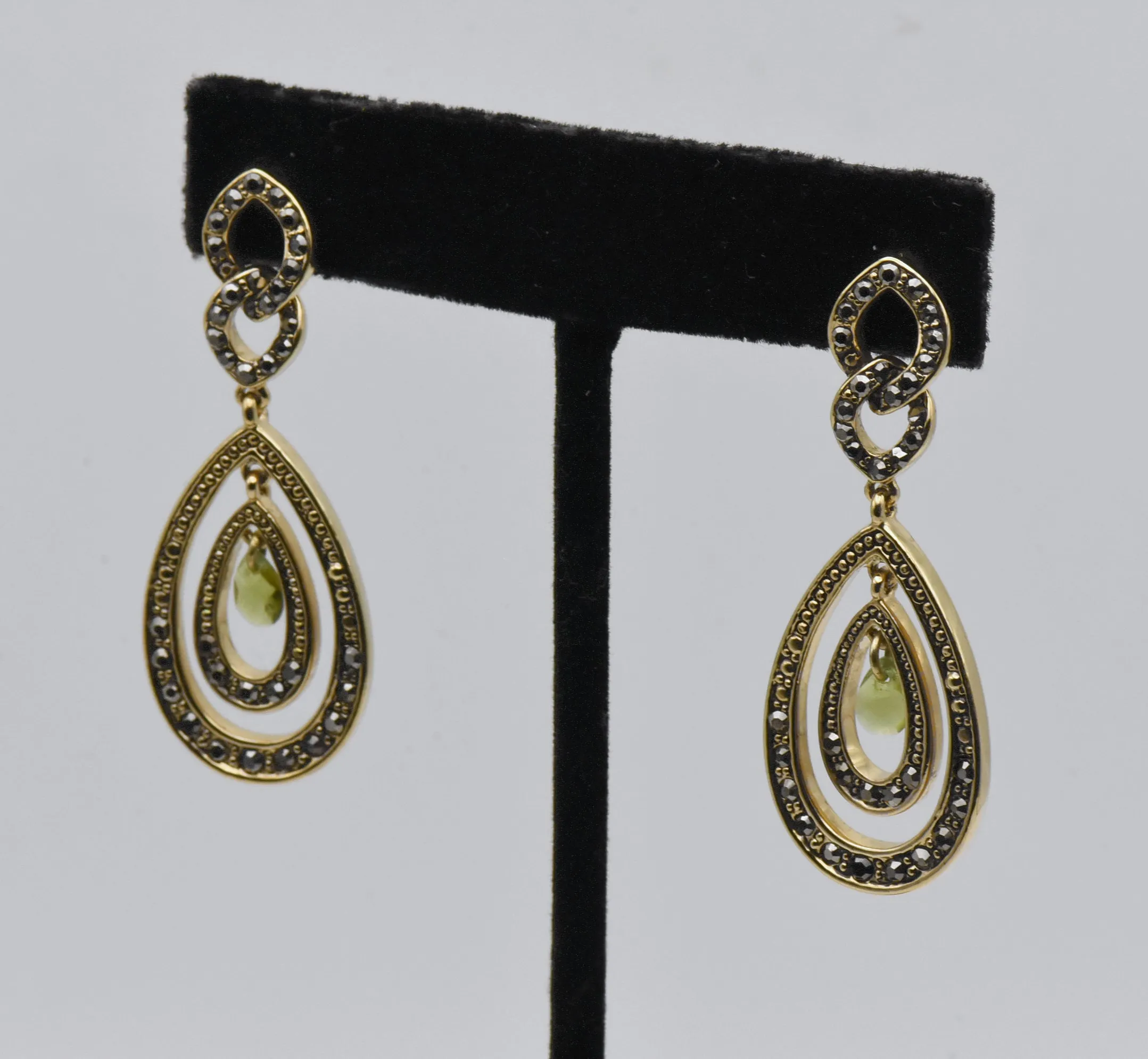 Monet - Vintage Gold Tone Faux Peridot Earrings