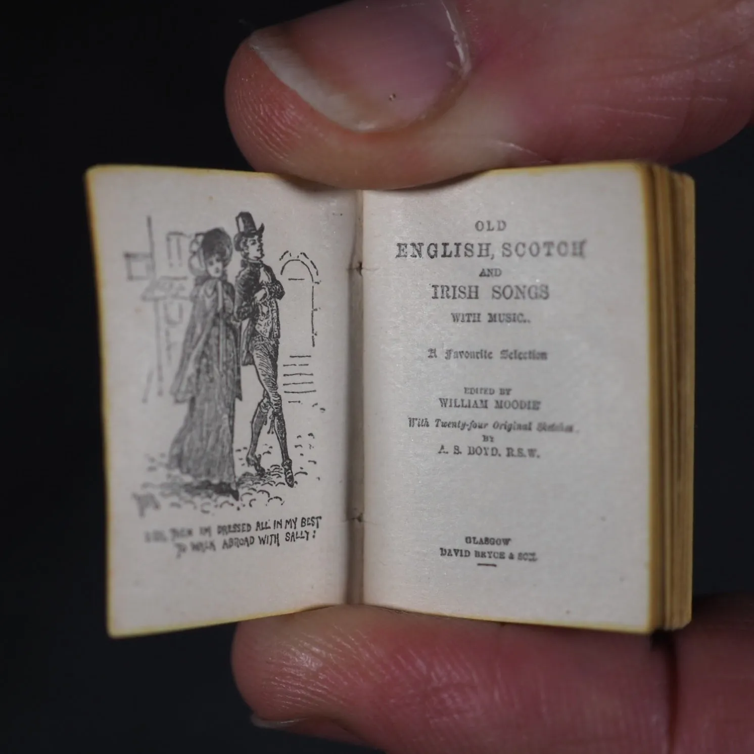 Moodie, William, editor. Old English, Scotch and Irish songs with music : a favourite selection with 24 sketches by A.S.Boyd. Bryce, David & Son. Glasgow. 1895.