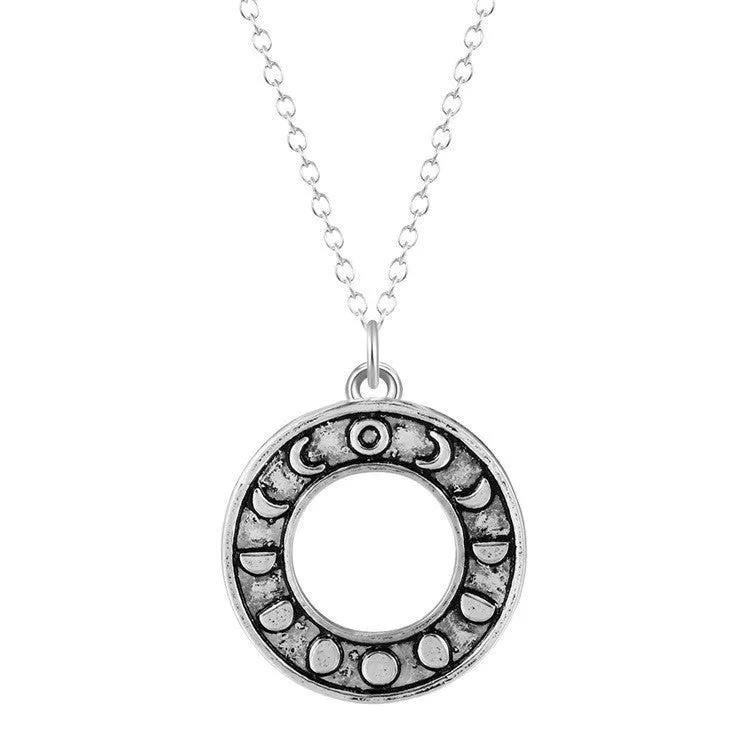 Moon Phase Astrology Round Pendant Magic Necklace