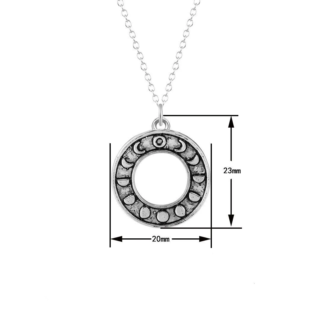 Moon Phase Astrology Round Pendant Magic Necklace