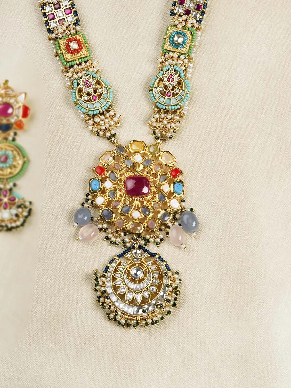 Multicolor Gold Plated Mishr Necklace Set - MR-S391M