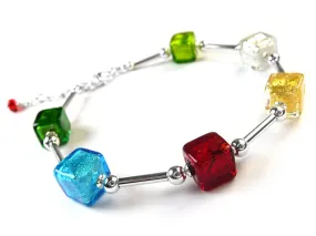 Murano Glass Cube Bracelet - Multi