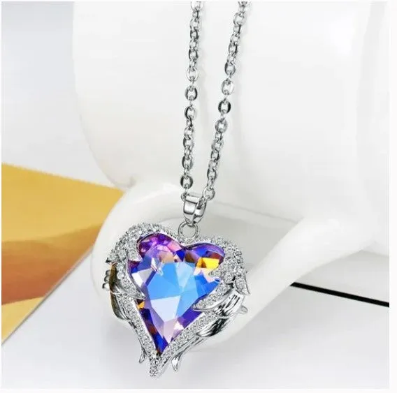 Mystic Heart Necklace Angel Wings