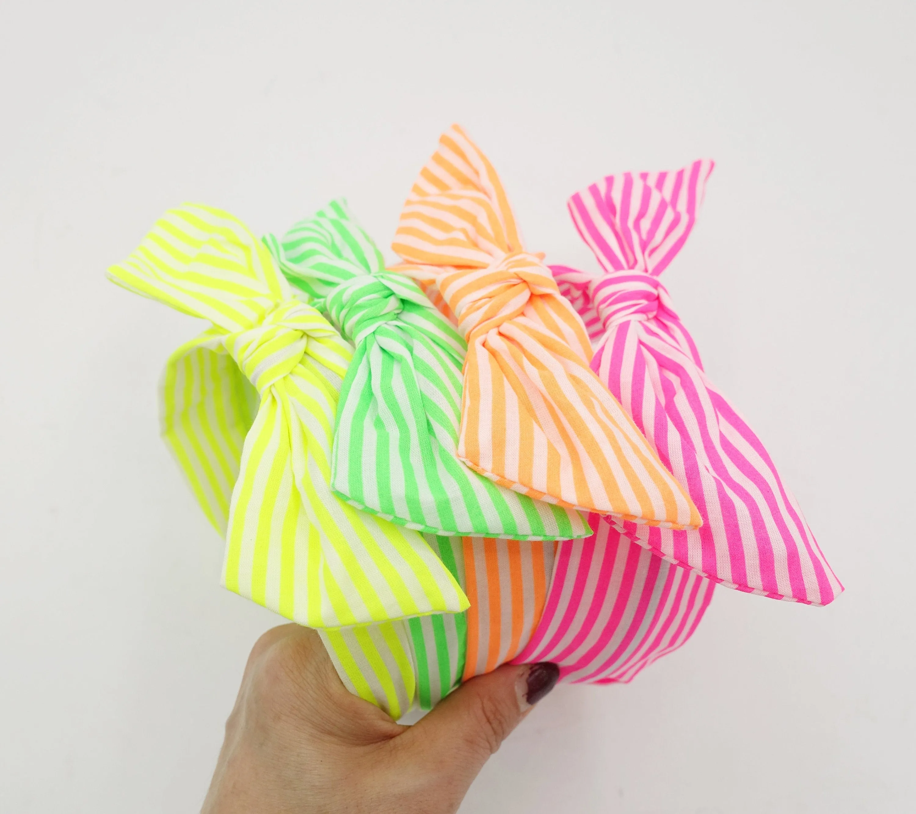 neon stripe knot headband wire bow hairband women hair accessory