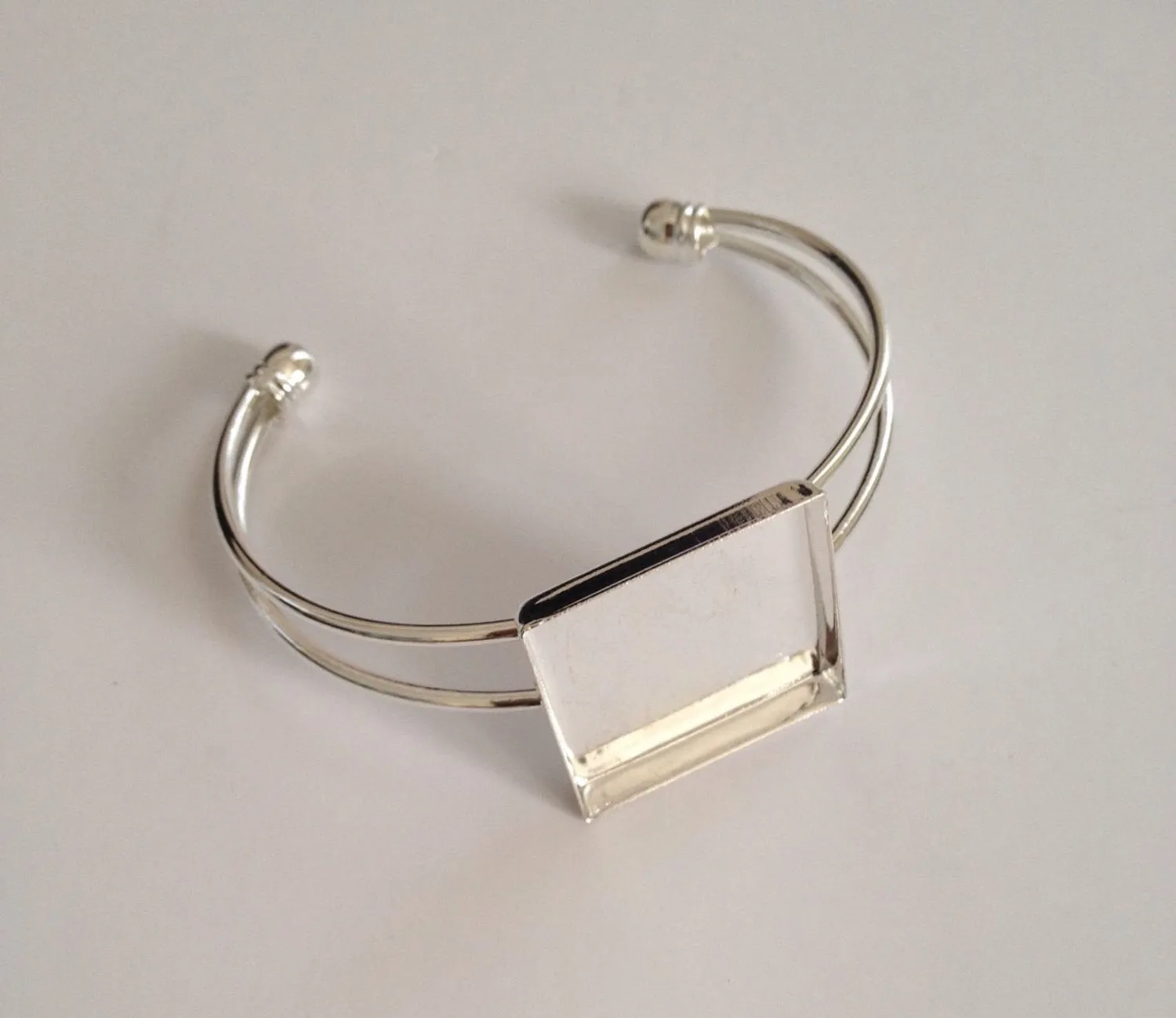 New Silver Plated Cuff Bangle Square Bracelet Copper Jewelry Charms Bangles Tools Supplies 76B