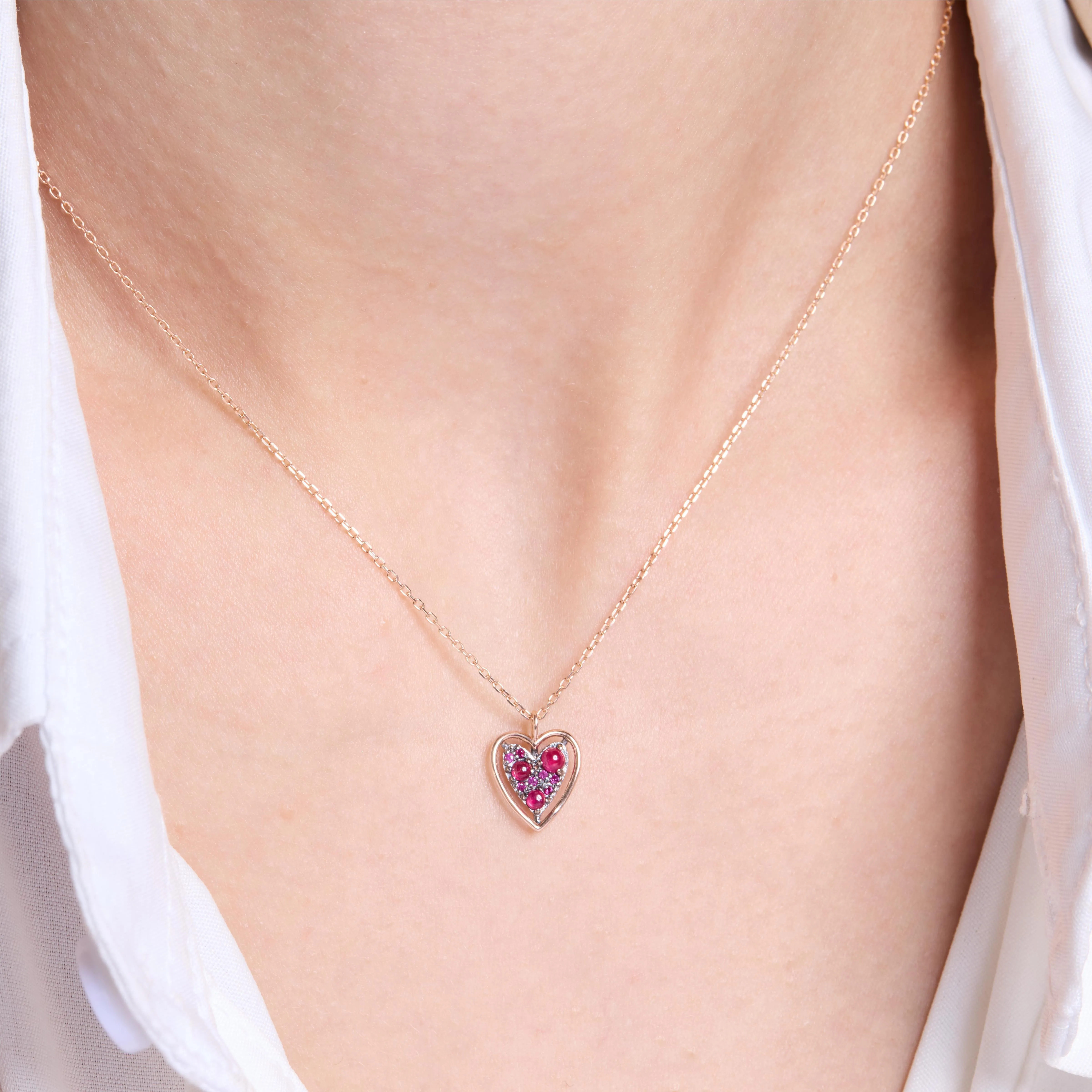 Noble Heart Rose Gold Ruby Pendant Necklace