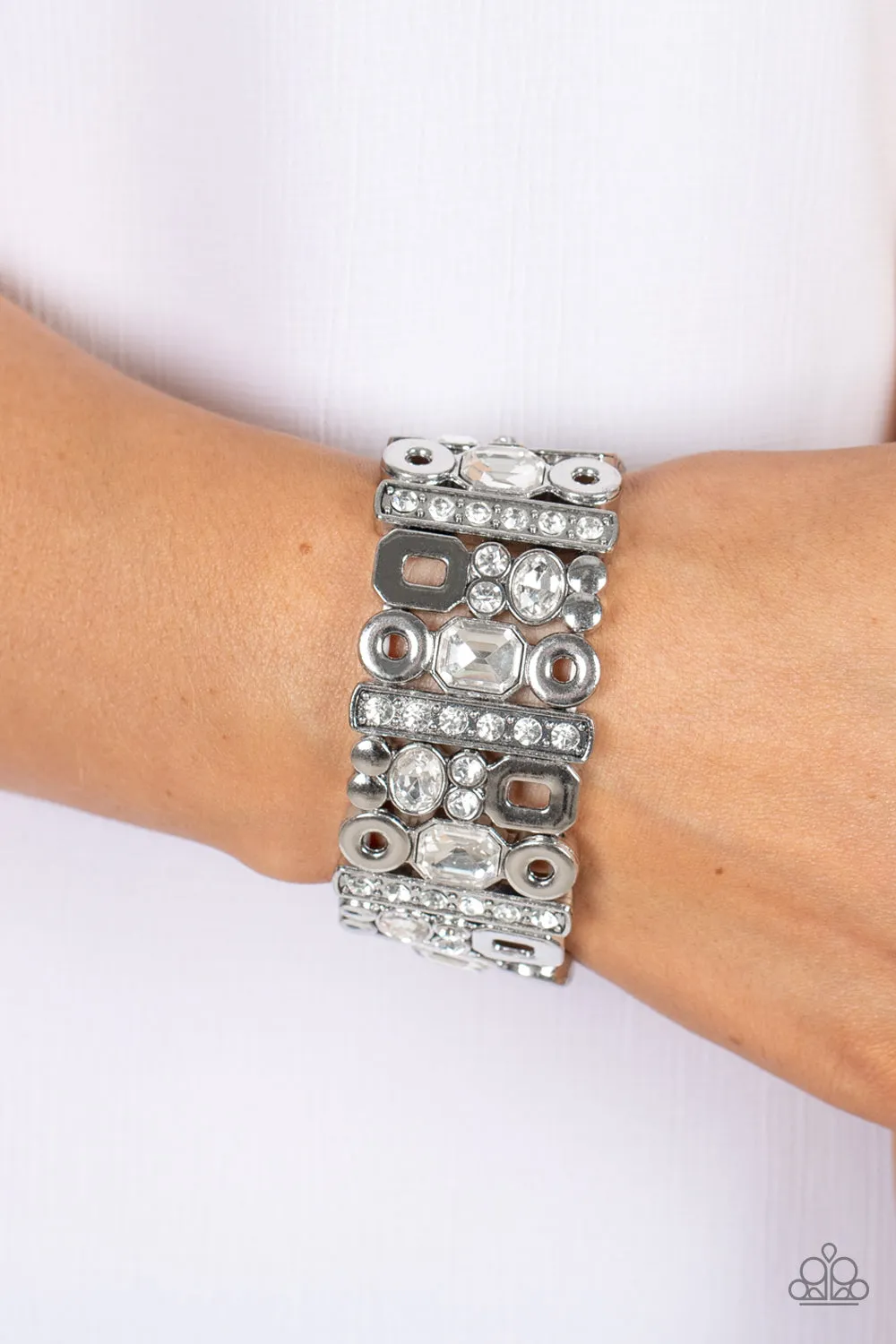 Open Door Jewelry - Dynamically Diverse - White Bracelet - Paparazzi Accessories