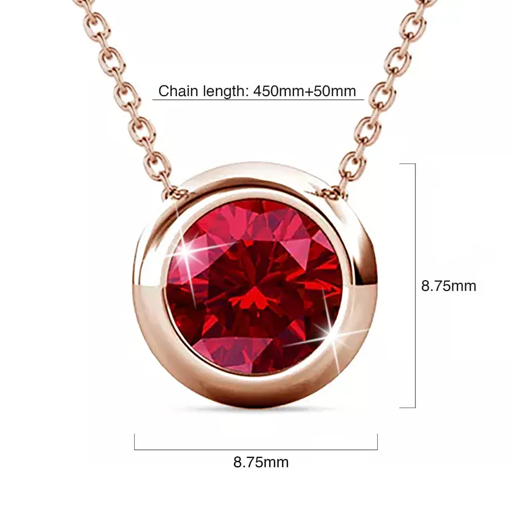 Opulence Pendant Necklace Embellished with Ruby SWAROVSKI Crystals in Rose Gold