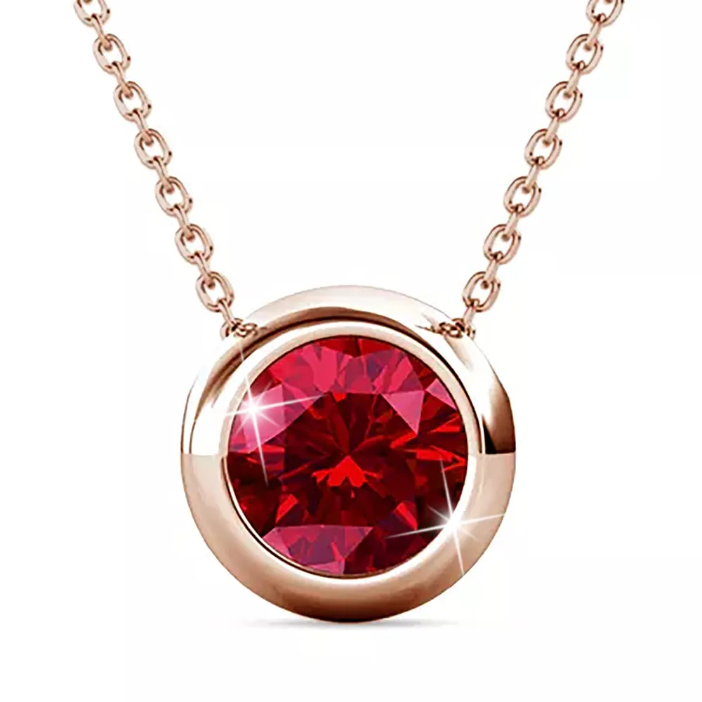 Opulence Pendant Necklace Embellished with Ruby SWAROVSKI Crystals in Rose Gold