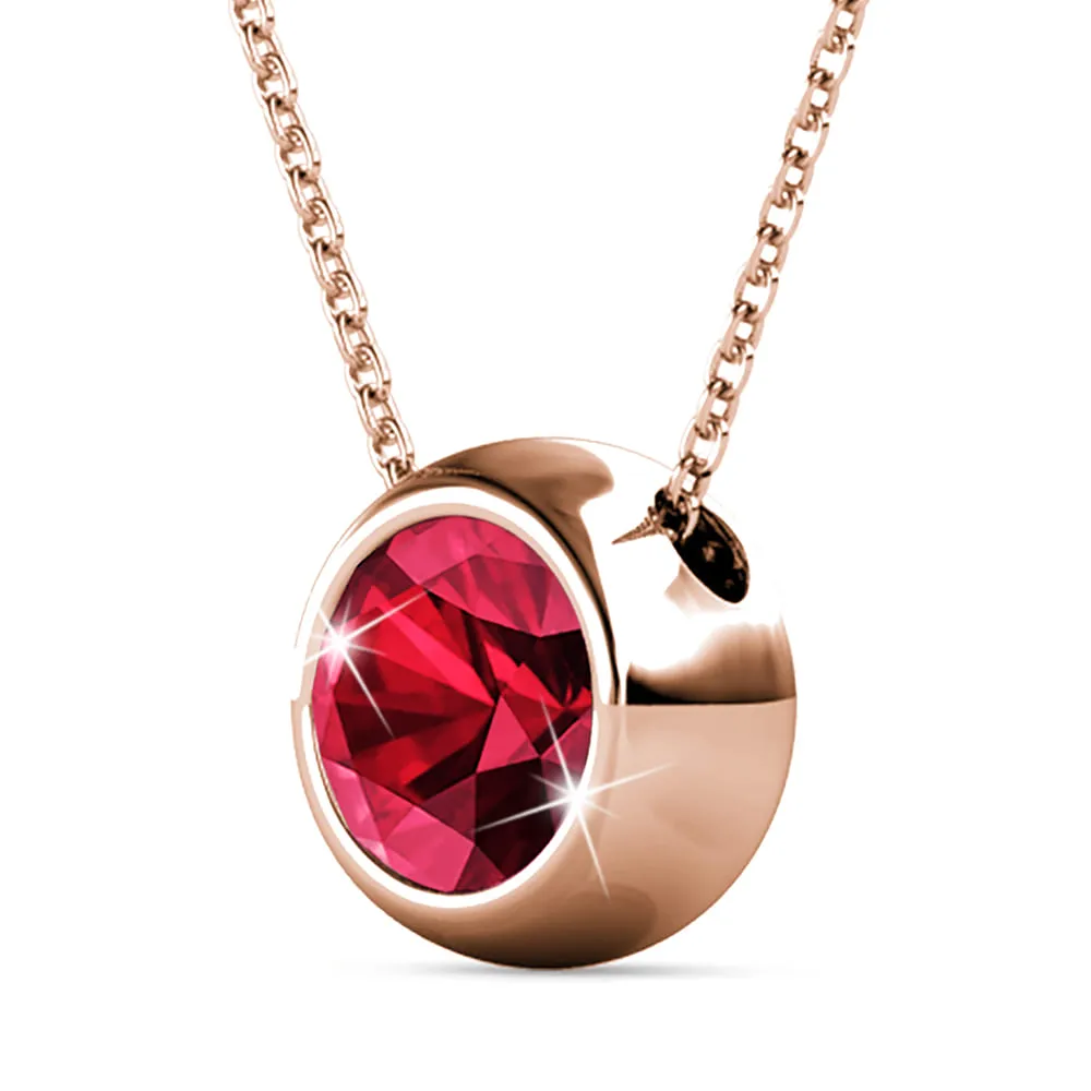 Opulence Pendant Necklace Embellished with Ruby SWAROVSKI Crystals in Rose Gold