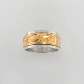 Orca or Killer Whale Silver with Gold Band