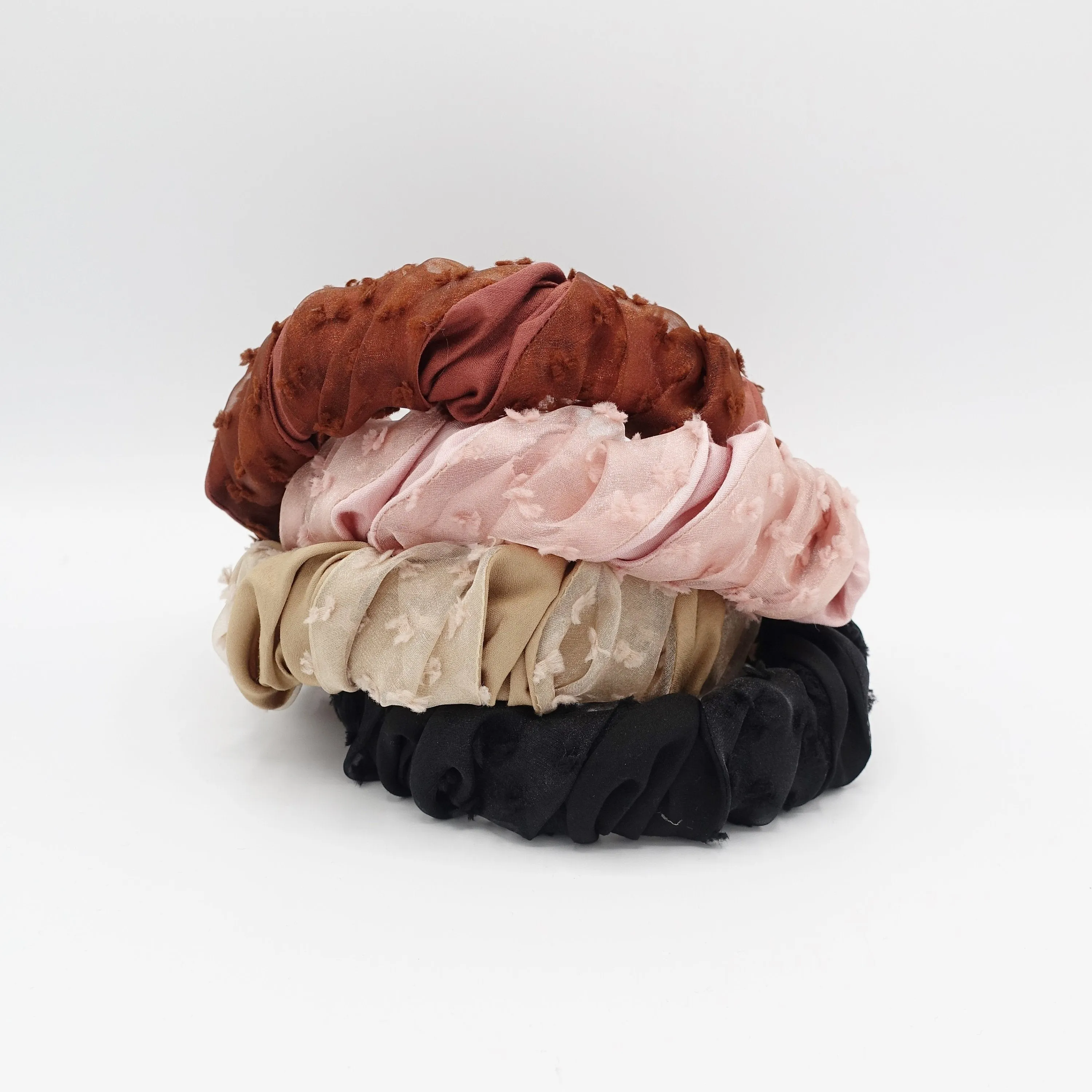 organza satin headband spiral wave feminine style hair accessory for women