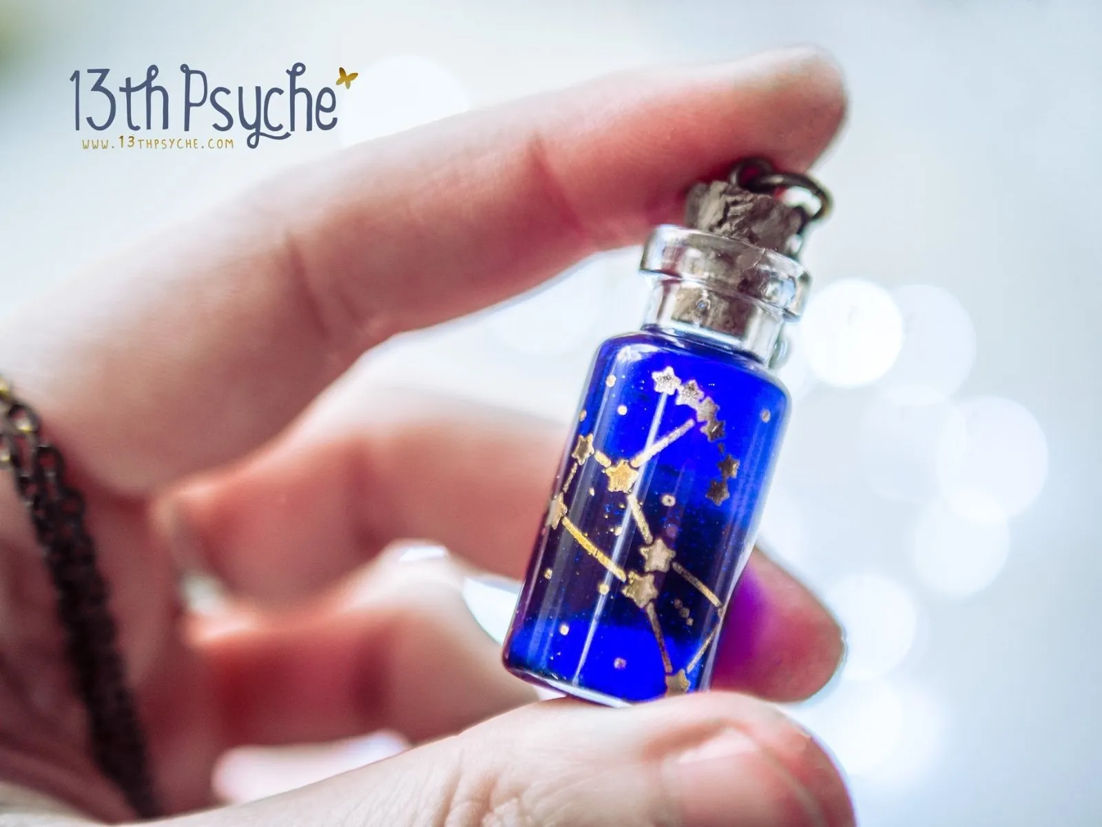 Orion, Andromeda, Ursa major and minor constellation bottle necklace