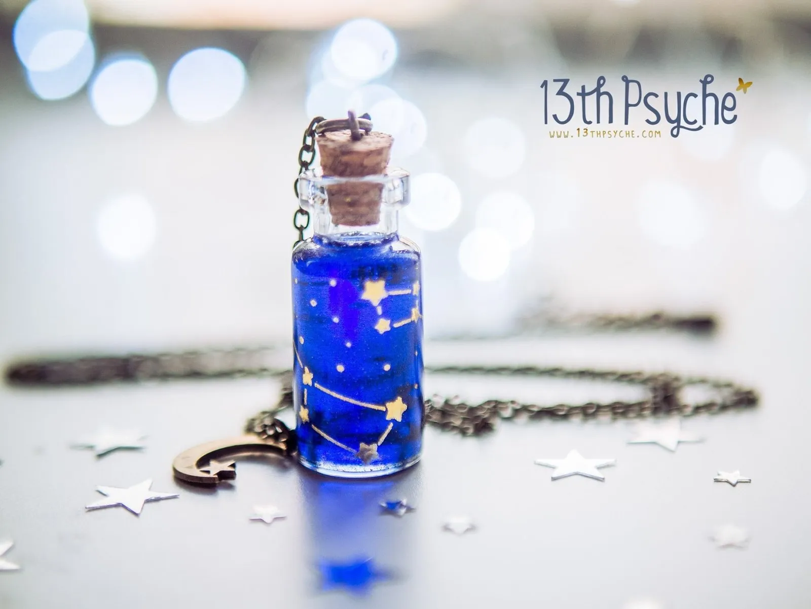 Orion, Andromeda, Ursa major and minor constellation bottle necklace