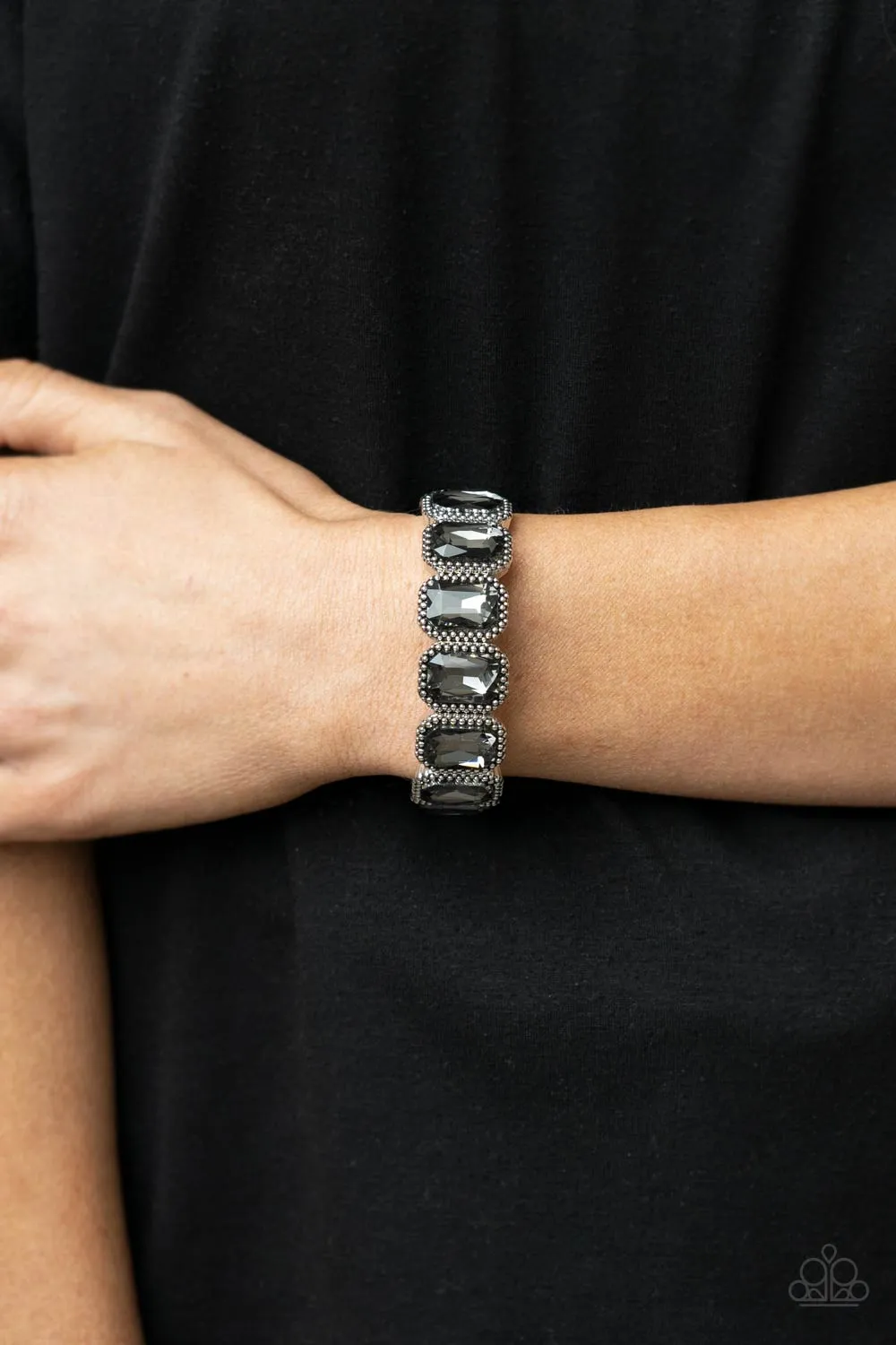 Paparazzi Studded Smolder - Silver Bracelet