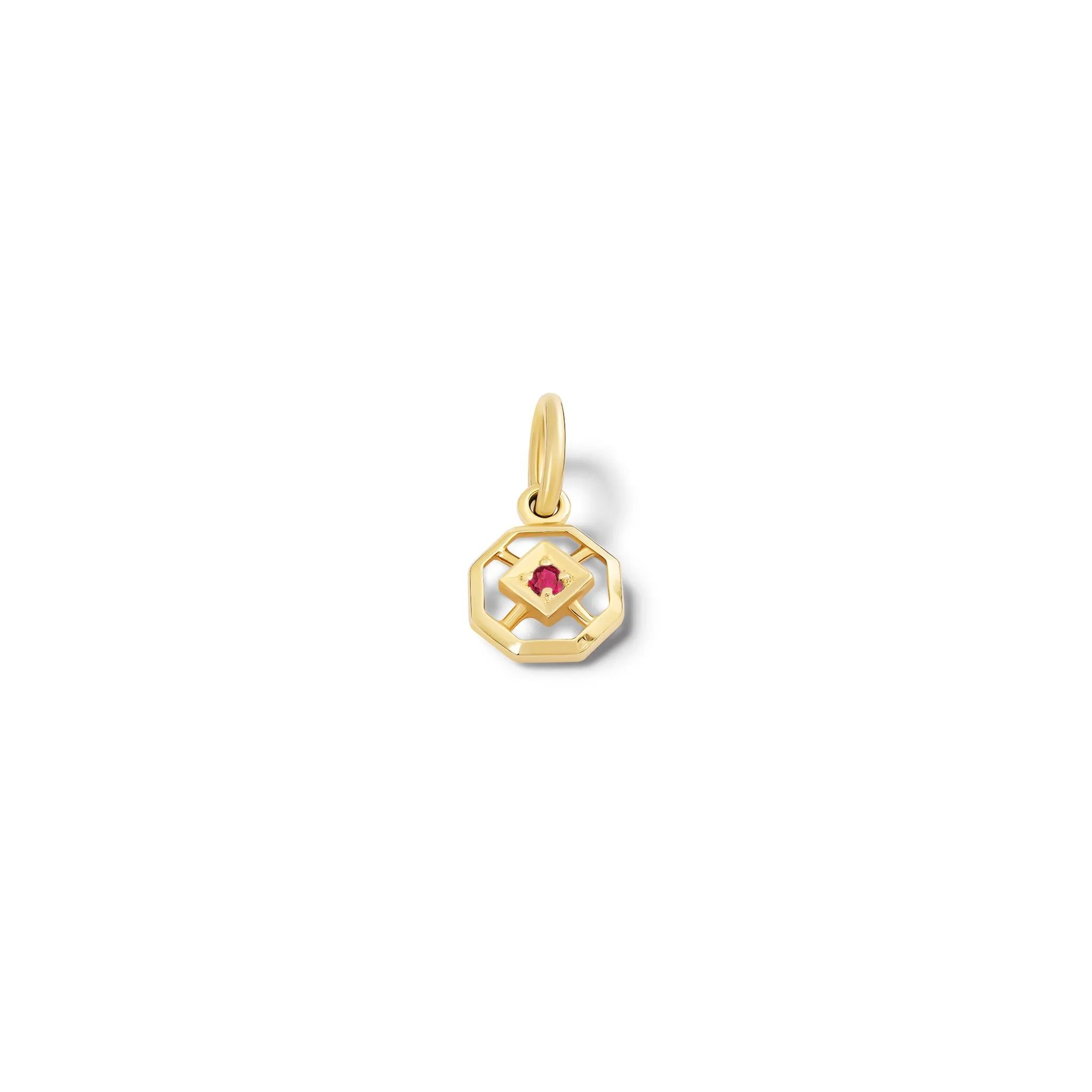 Parquet Small Necklace Pendant Yellow Gold - Ruby