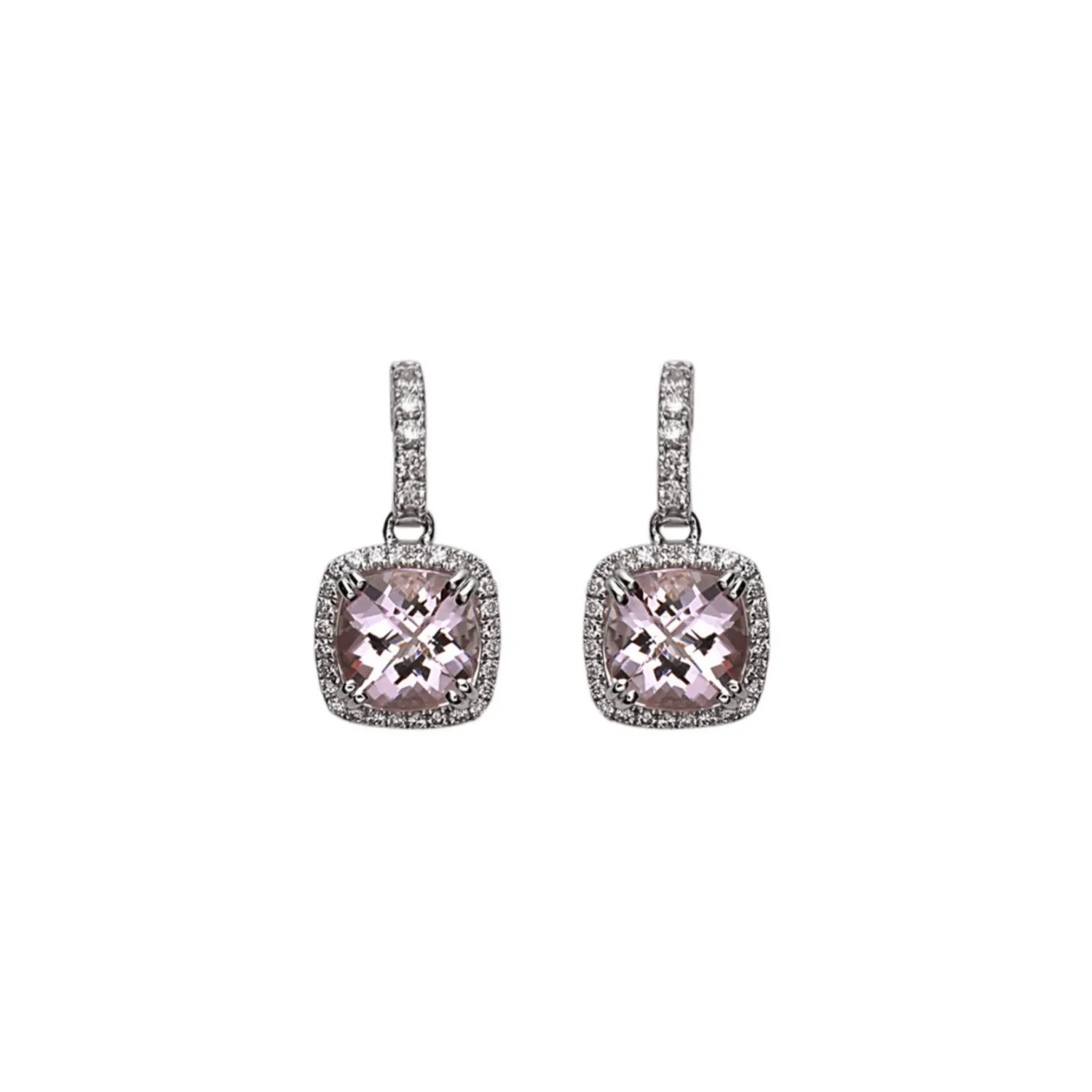 Pastel Diamond Classic Cushion Drop Earring