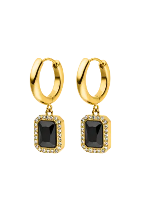 Pavé Emerald Huggies Black 14K Gold Plated