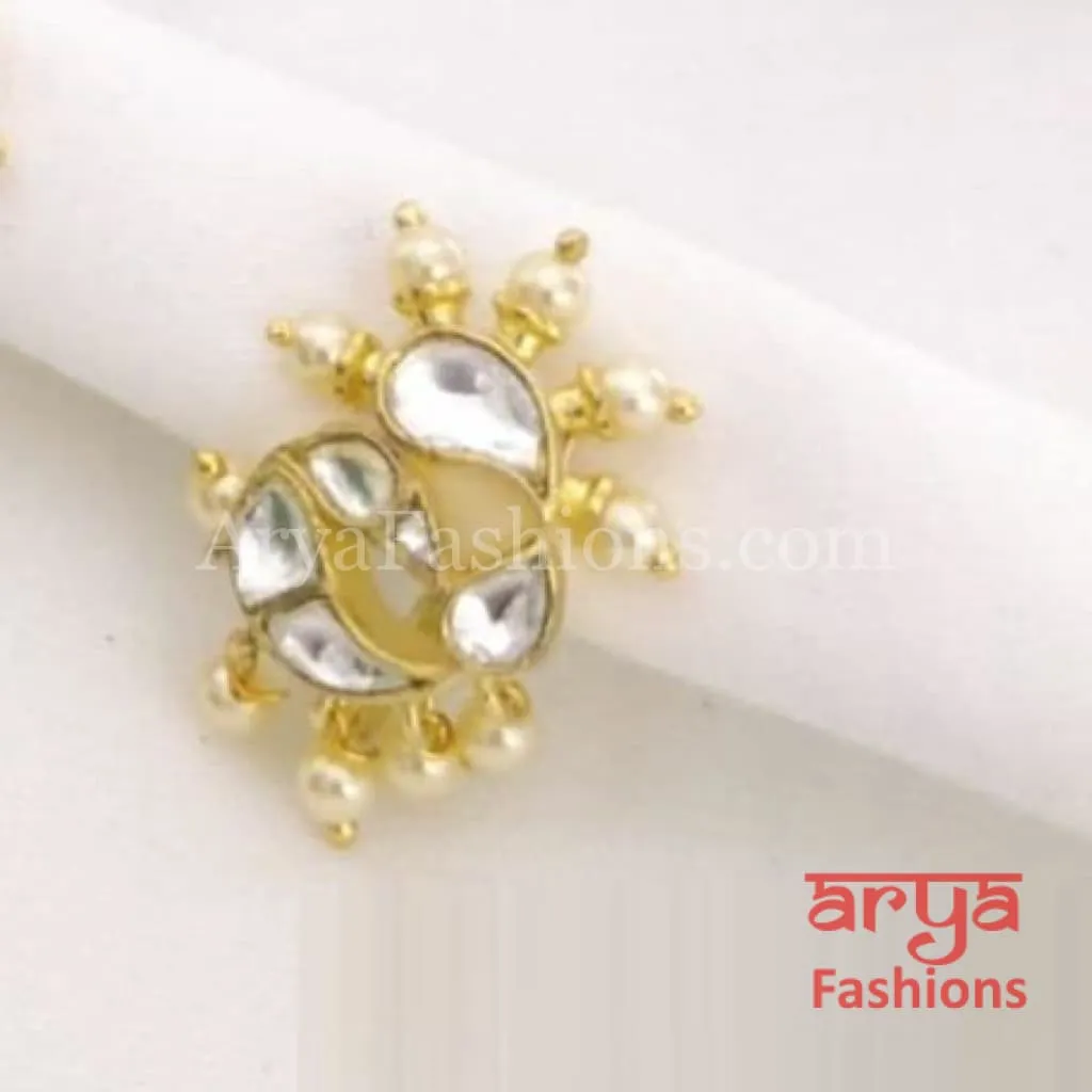 Peacock Nose Clip/ Kundan CZ non piercing nose ring/ Kundan Bridal Nosepin