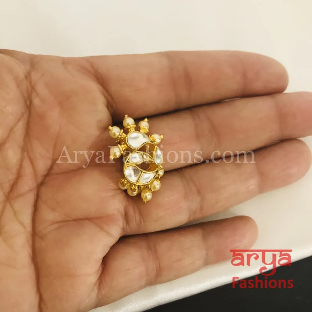 Peacock Nose Clip/ Kundan CZ non piercing nose ring/ Kundan Bridal Nosepin