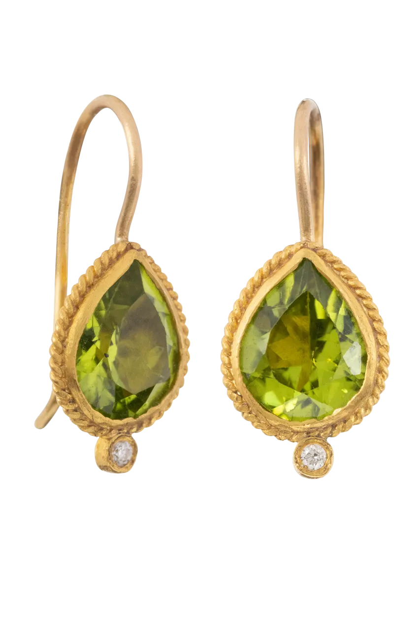 Pear Cut Peridot Drop Earrings