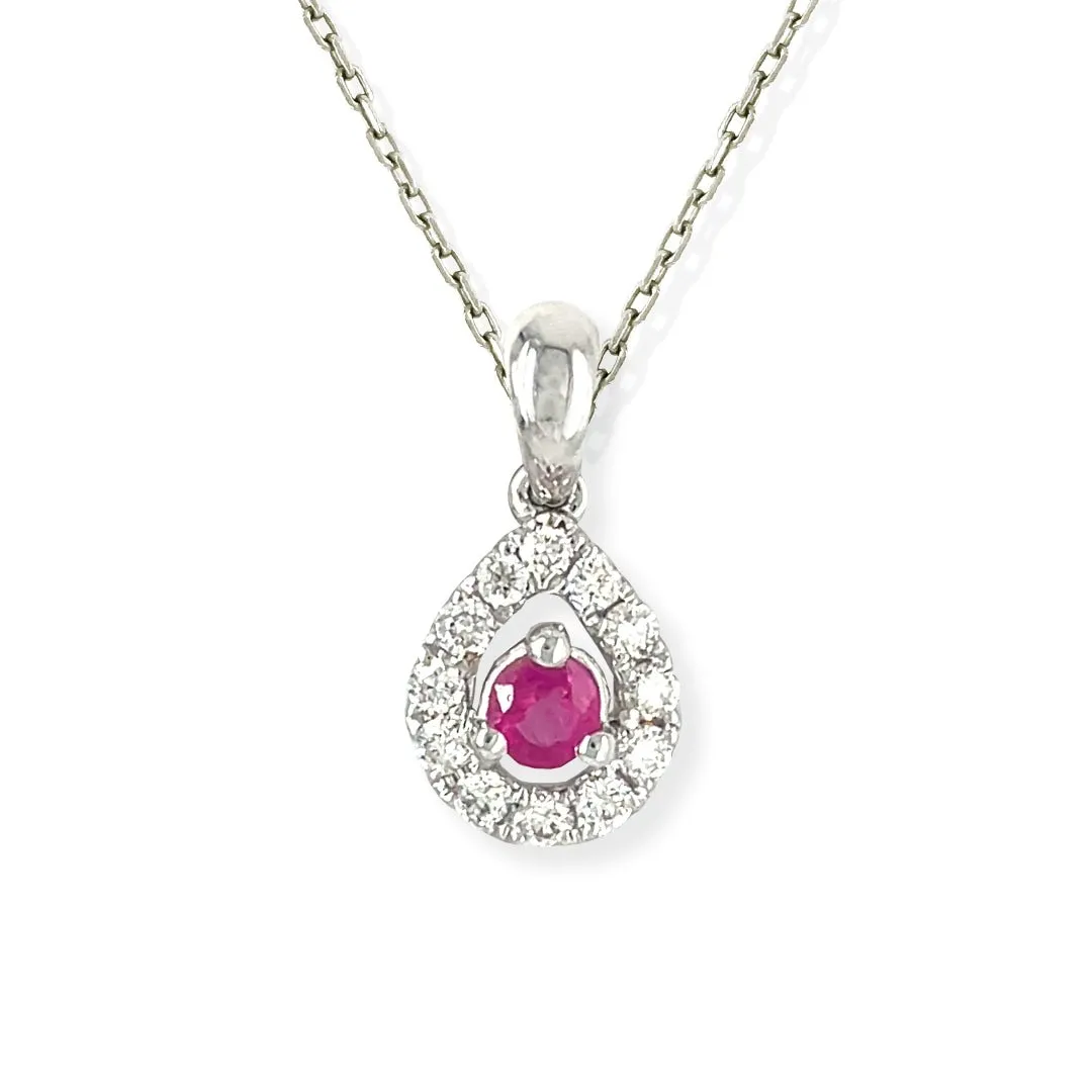 Pear Shaped Diamond & Ruby necklace