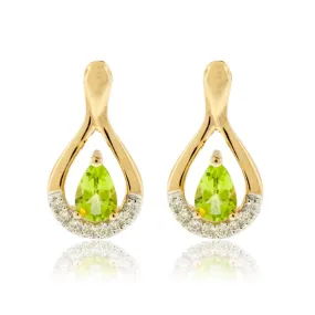 Pear Shaped Peridot Drop Earrings