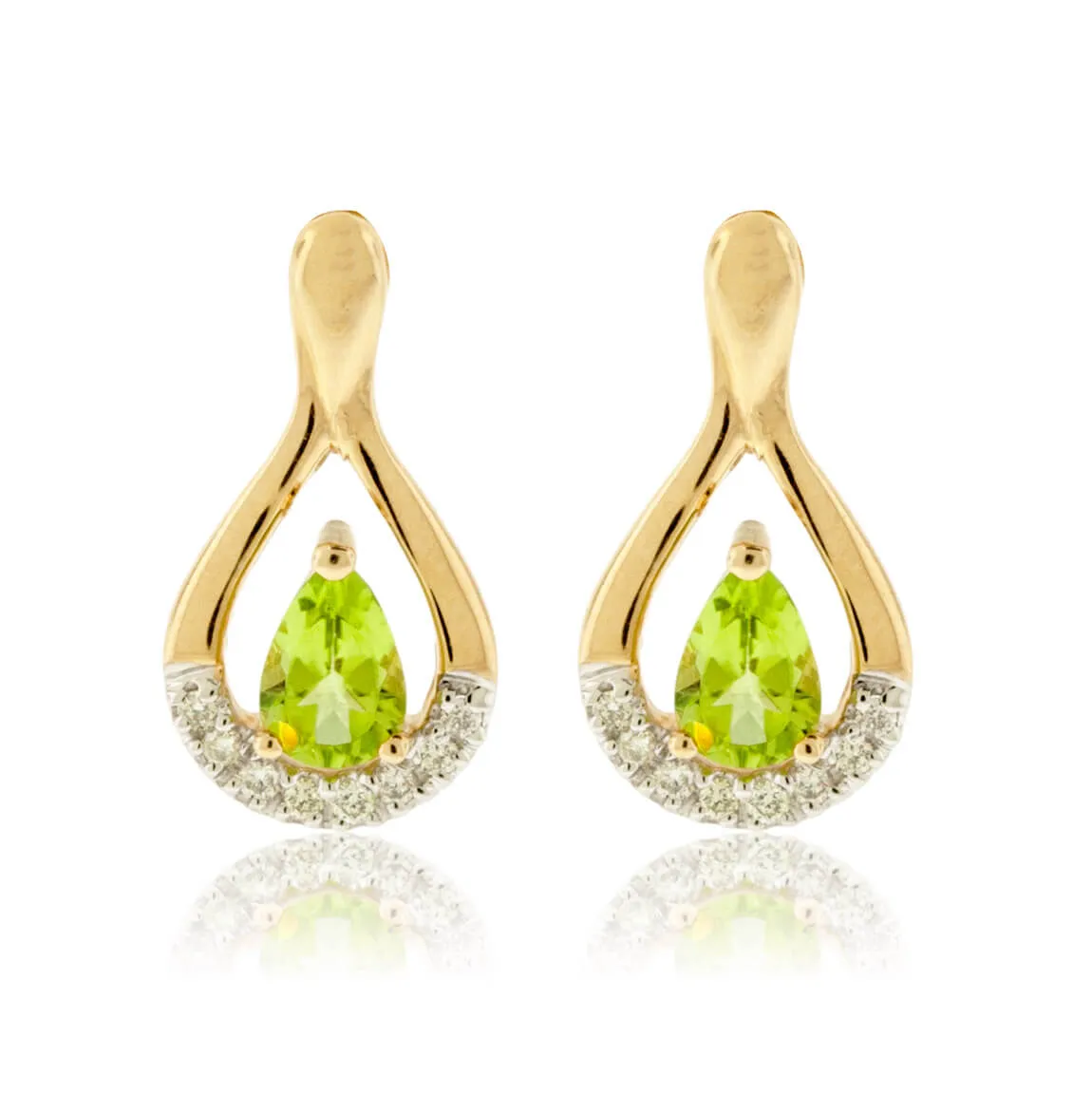 Pear Shaped Peridot Drop Earrings