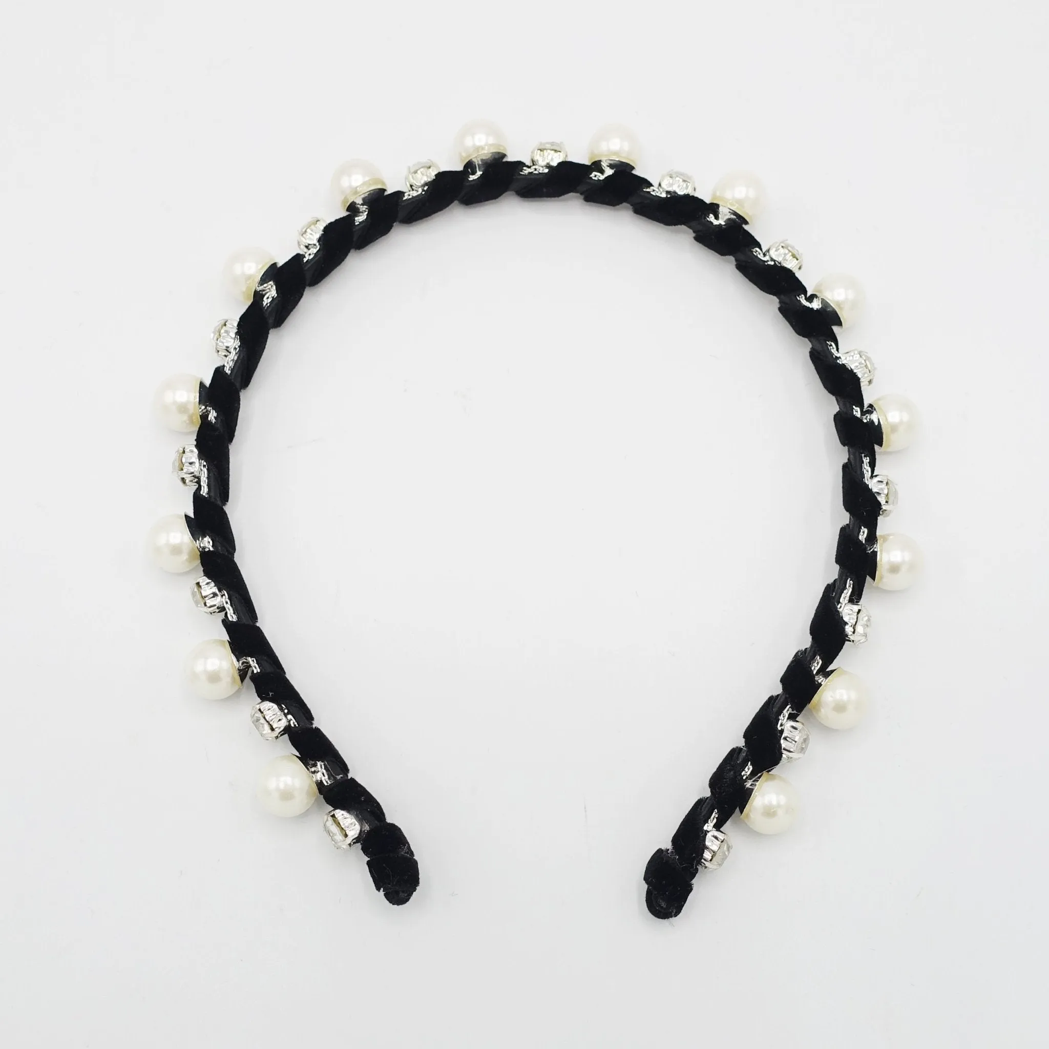 pearl rhinestone headband embellished velvet wrap hairband women hair accessory