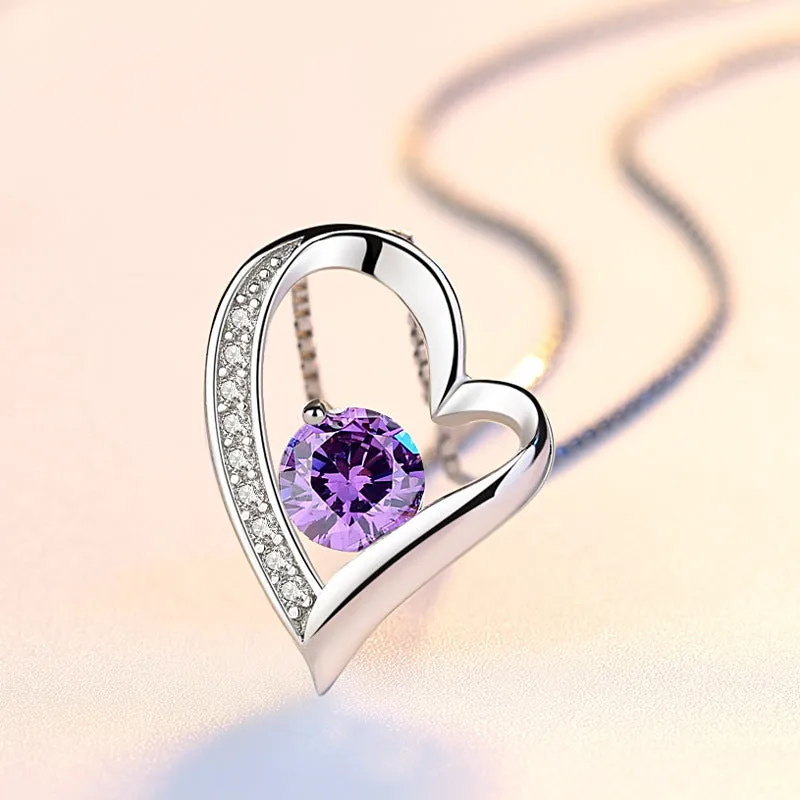 (Pendant Only) Valentine's Day Gift Love-shape with Zircon Silver Pendant for Women