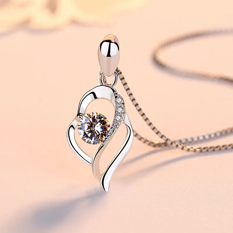 (Pendant Only) Valentine's Day Gift Spiral Heart-shaped with Zircon Silver Pendant for Women