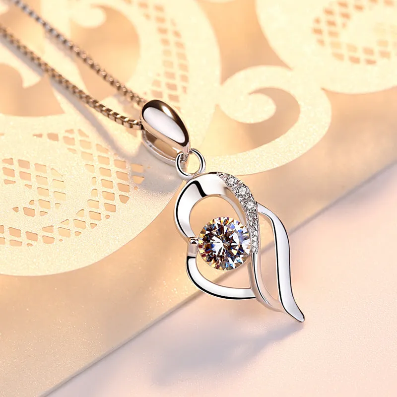 (Pendant Only) Valentine's Day Gift Spiral Heart-shaped with Zircon Silver Pendant for Women