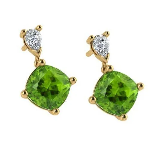 Peridot and Diamond Stud Earrings