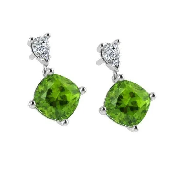 Peridot and Diamond Stud Earrings