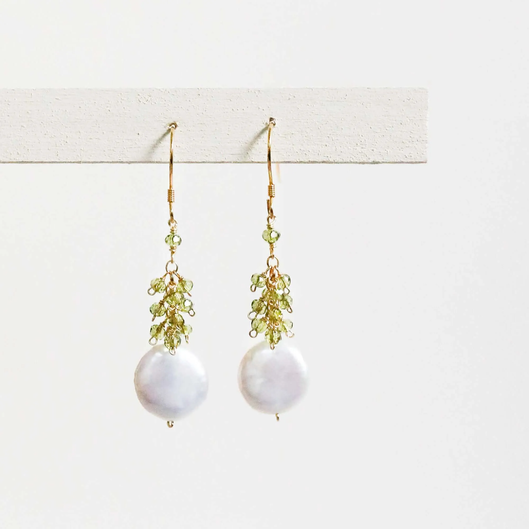 Peridot Coin Pearl Earrings