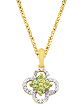 Peridot Pendant - 10ct Yellow Gold Peridot & Diamond Pendant - 786255