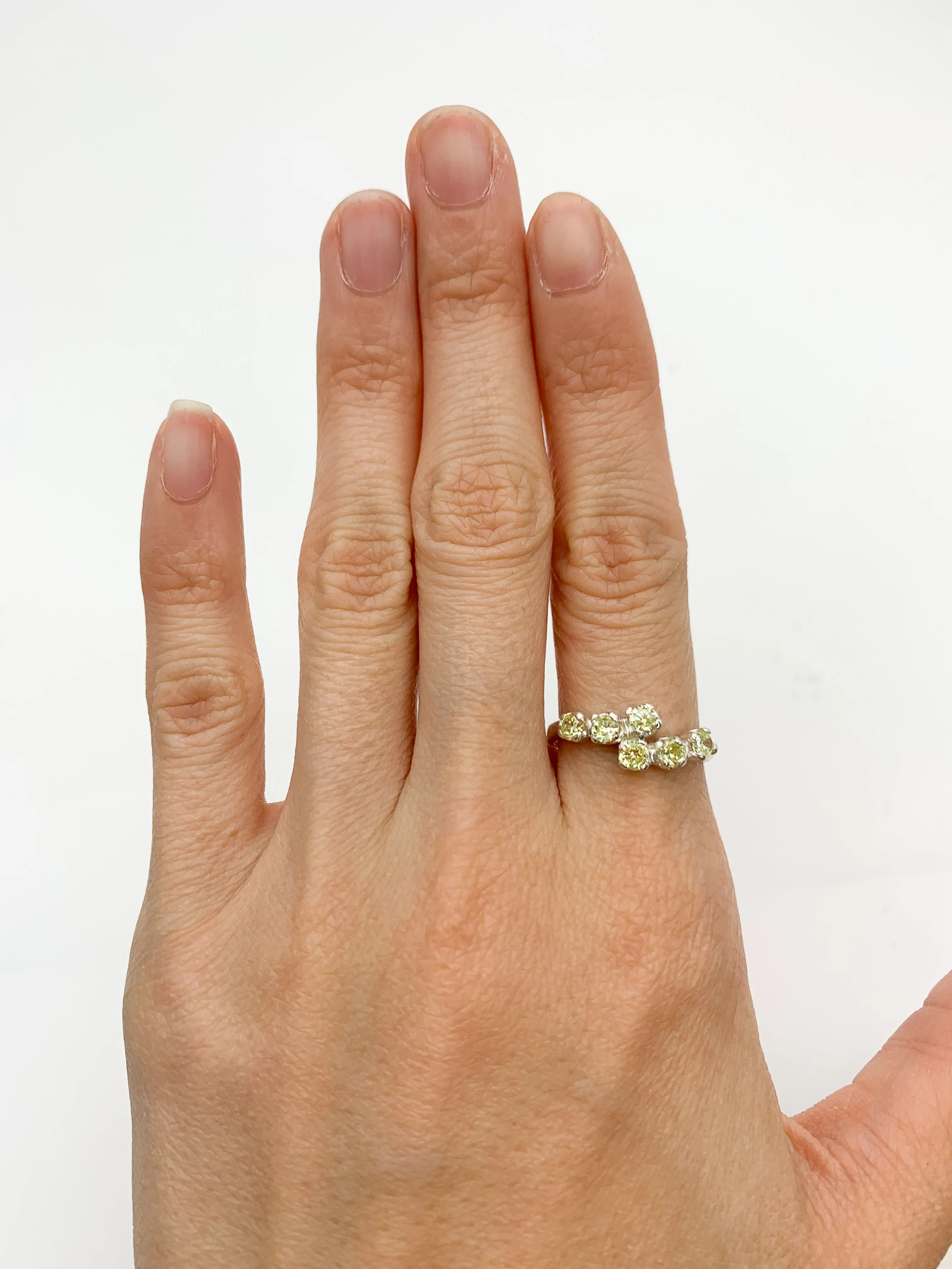 Peridot Ring - Bypass Silver Ring - Green Gemstone Ring