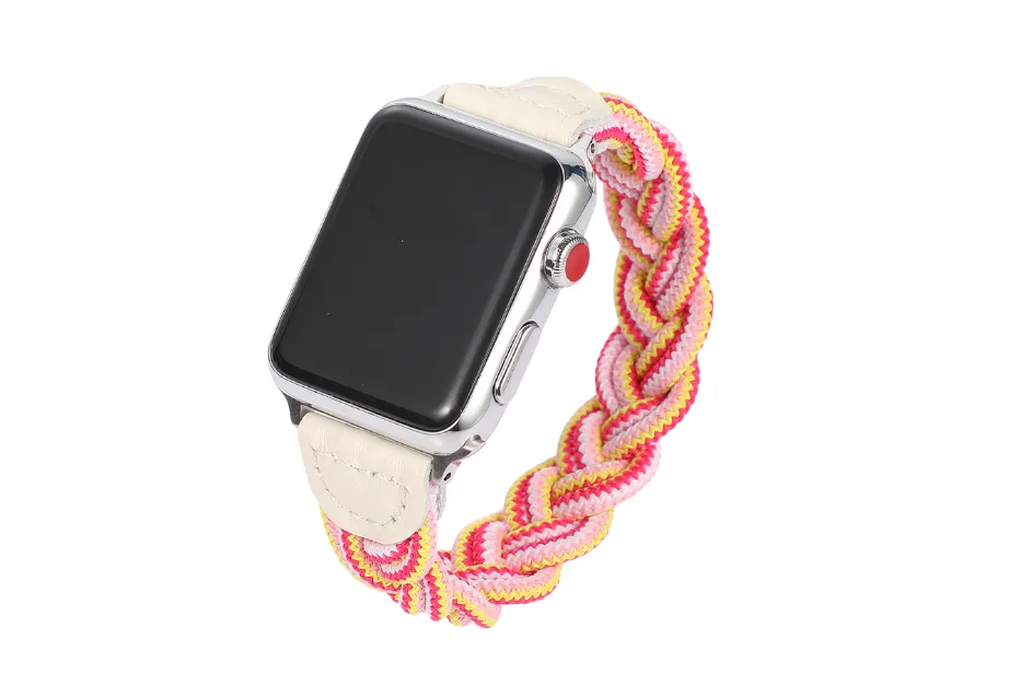 Pink & Yellow Braided Watch Band