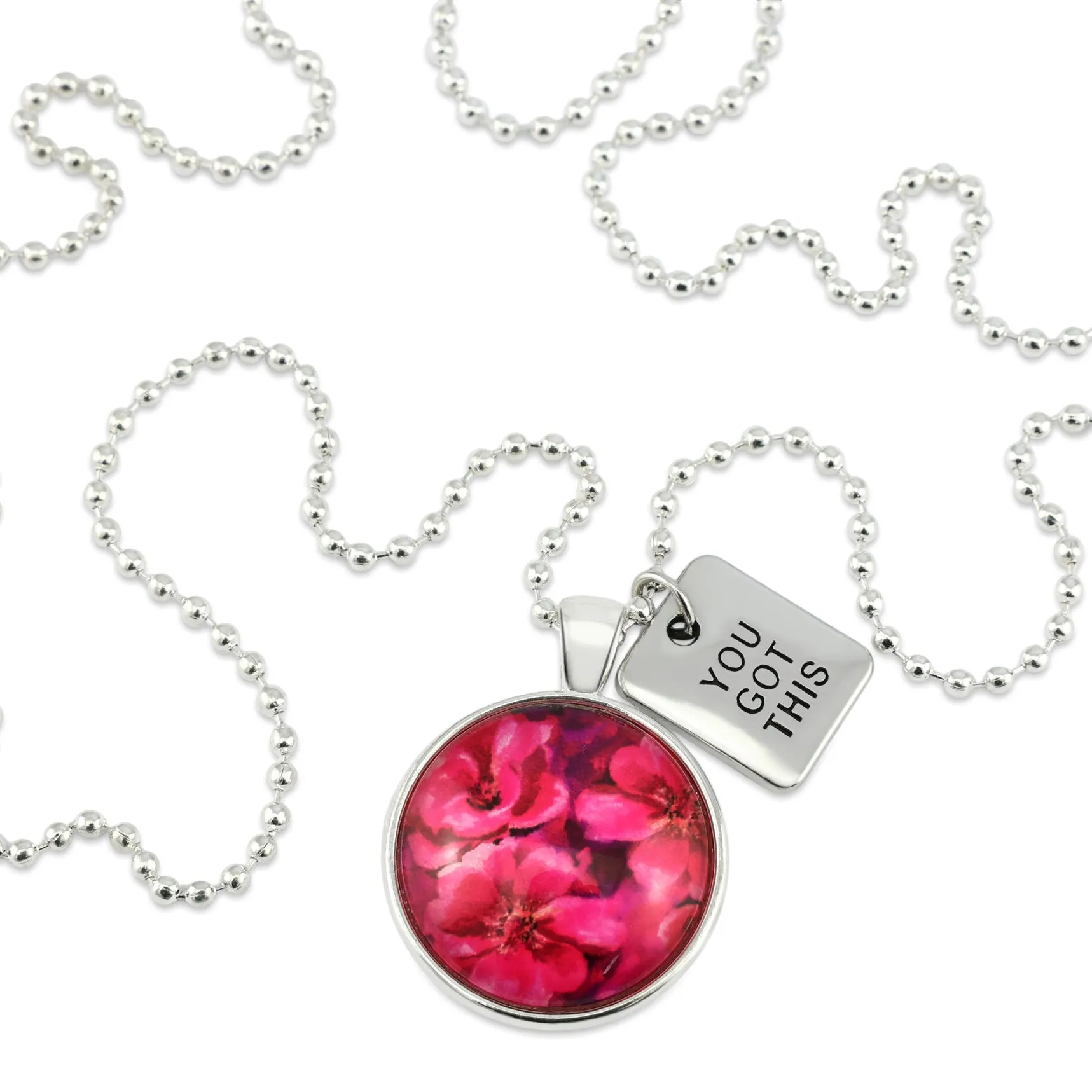 PINK COLLECTION - Bright Silver 'You Got This' Necklace - Ruby Bloom (10415)