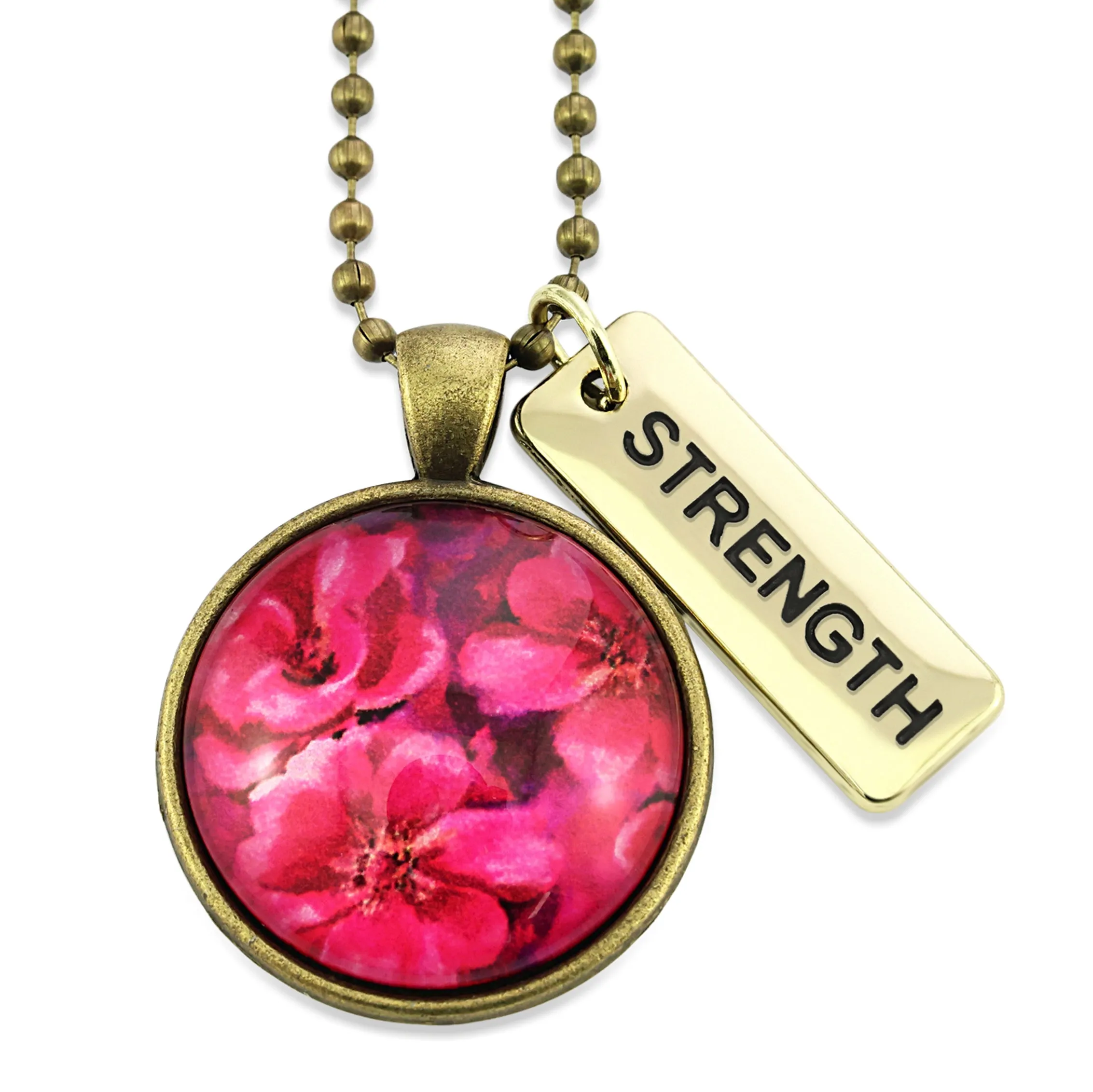 PINK COLLECTION - Vintage Gold 'Strength' Necklace - Ruby Bloom (10425)