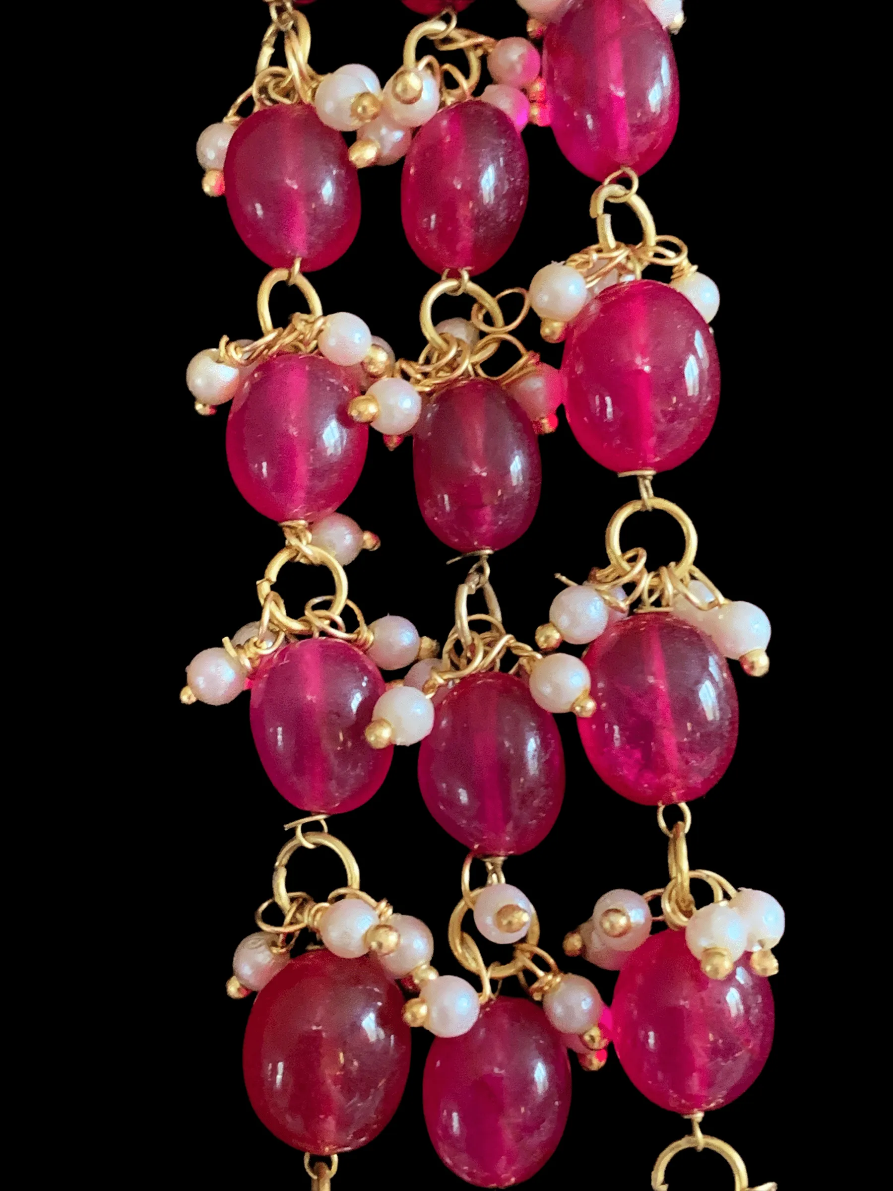 Piyali beaded necklace - ruby pink  ( SHIPS in 4 WEEKS )