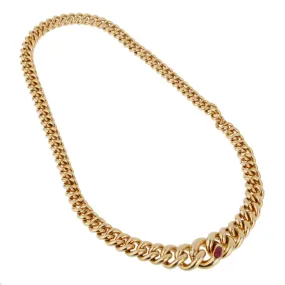 Pomellato Yellow Gold Ruby Chain Necklace