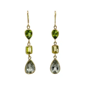 Prasiolite, Lemon Citrine and Peridot Earrings