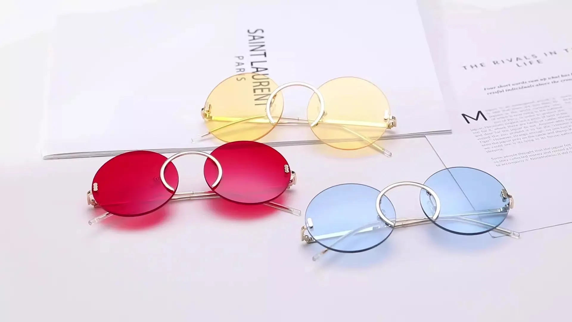 Pre Order:  Round Frame Rimless UV400 Sunglasses