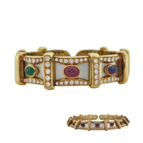 Precious Gem Cuff Bracelet 18k yellow & white gold - Fine Quality