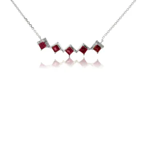 Princess-Cut Ruby & Diamond Necklace